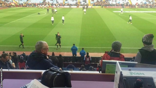 The commentary position at Villa Park