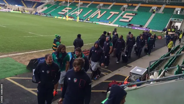 Leicester players at Franklin's Gardens