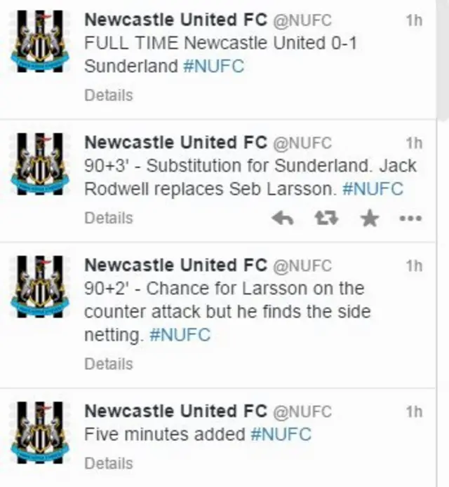 Newcastle Twitter feed