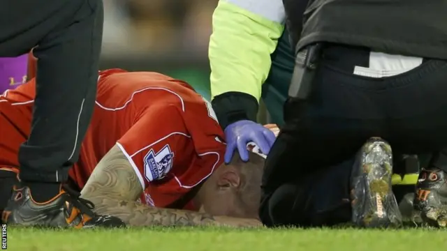 Martin Skrtel receives treatment