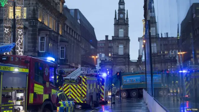 Emergency services at the scene at George Square