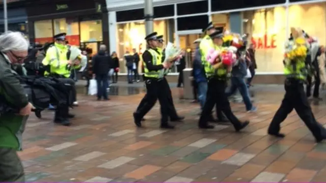 Flowers being moved