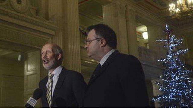 David ford talks to the media at Stormont