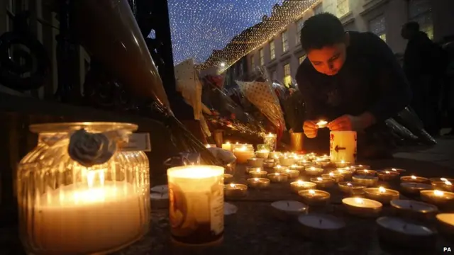 Boy lighting a candle