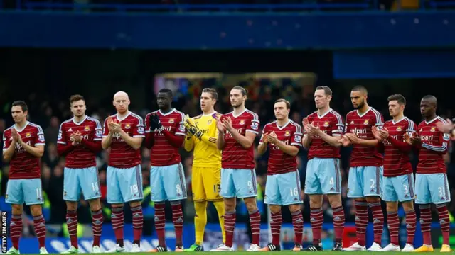 West Ham players get ready for kick-off