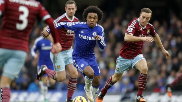 Willian runs towards goal