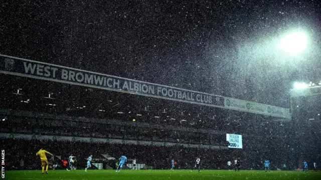 Snow falls at West Brom