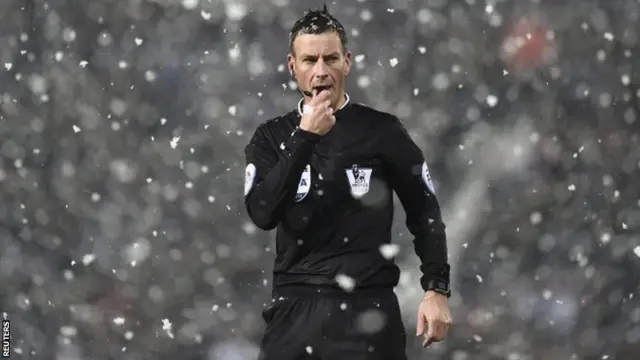 Mark Clattenburg blows the whistle at full-time