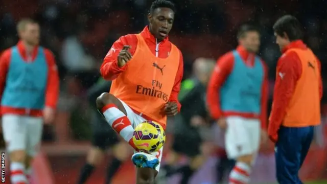 Danny Welbeck warms up pre-match