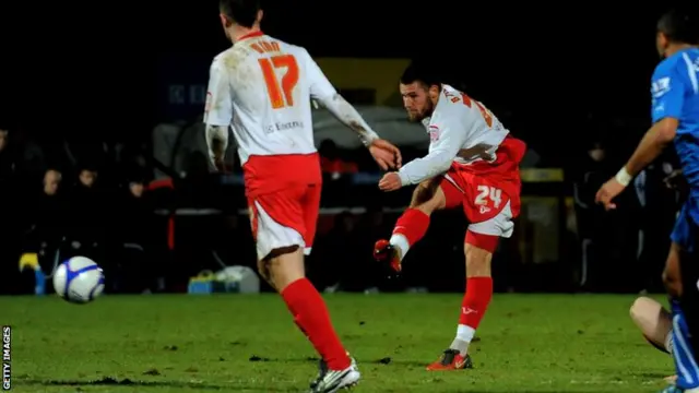 Michael Bostwick scores for Stevenage against Newcastle