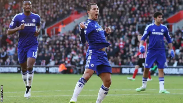 Eden Hazard celebrates