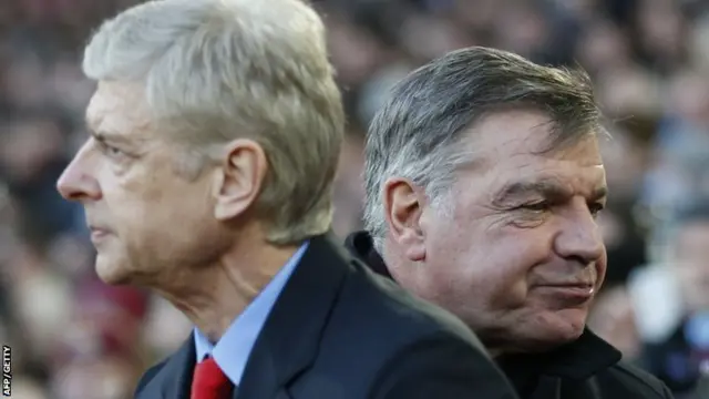 Arsenal manager Arsene Wenger and West Ham manager Sam Allardyce