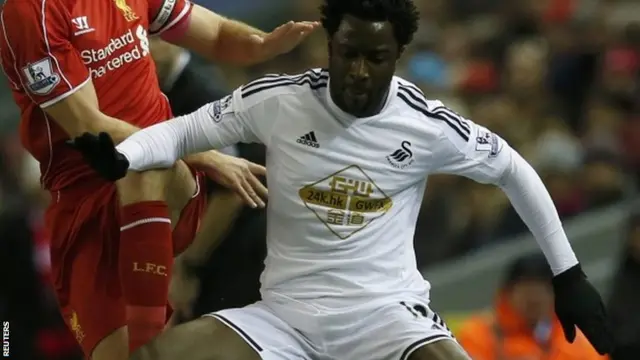 Wilfried Bony shields the ball