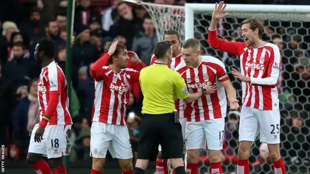 Stoke City players protest