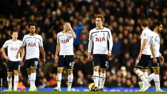 Dejected Tottenham players