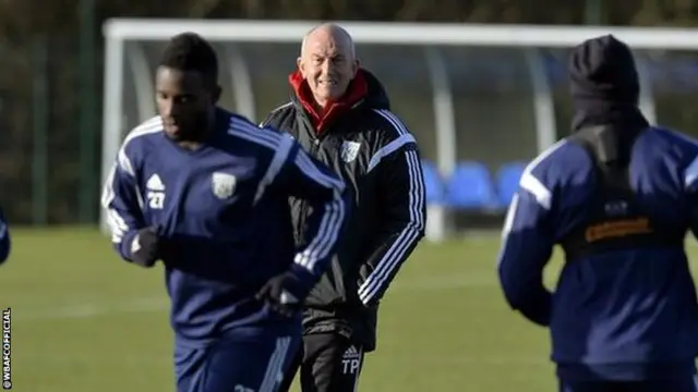 Tony Pulis takes West Brom training