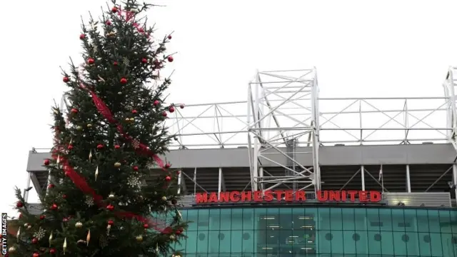 Christmas tree outside Old Trafford