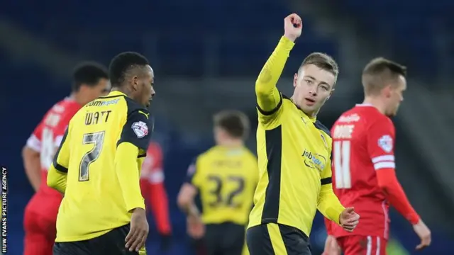 Freddie Sears celebrates Colchester United goal