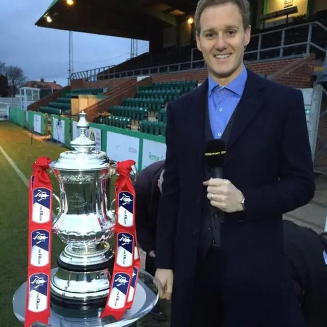 Dan Walker at Blyth with the FA Cup