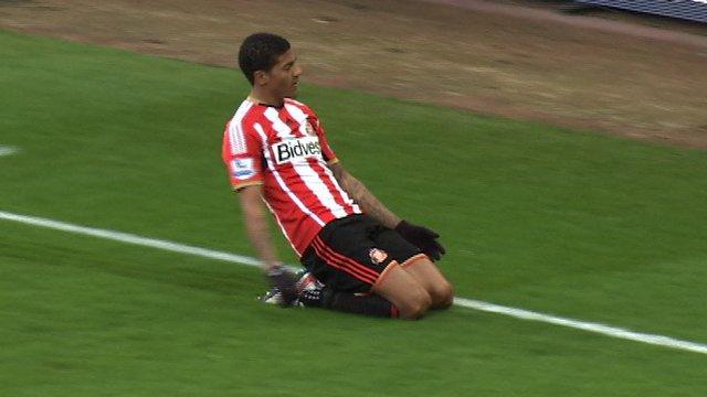 Patrick van Aanholt scores for Sunderland against Leeds