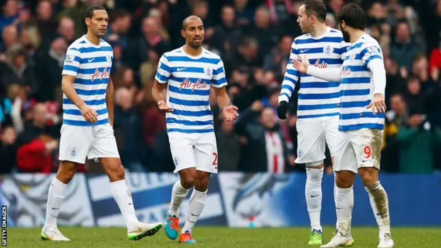 QPR players react to conceding a second goal