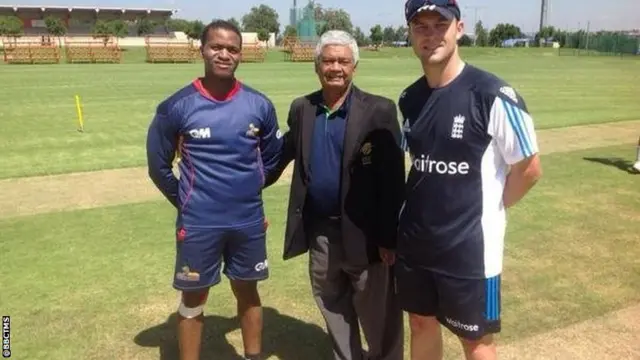 England Lions captain Jonathan Trott (right)