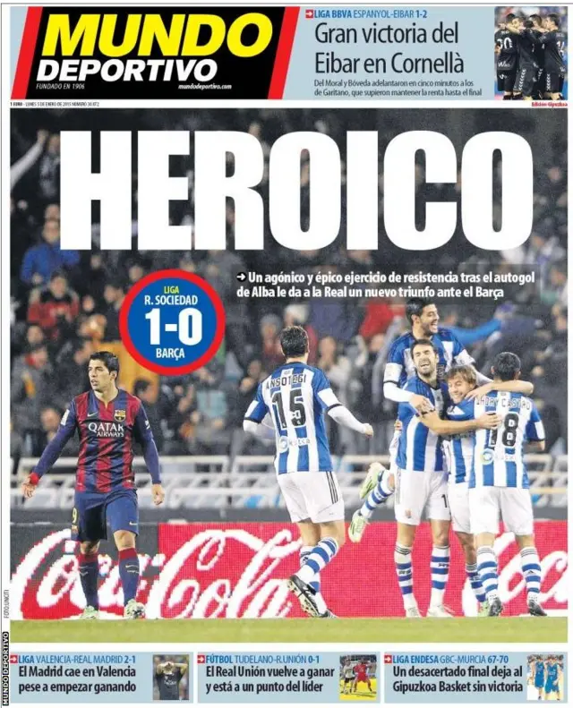 Monday's Mundo Deportivo front page