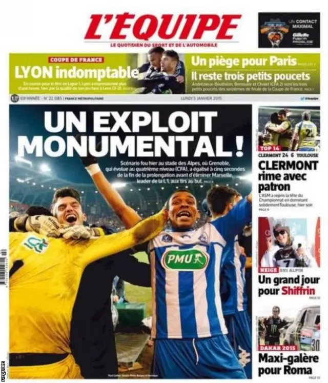 Monday's L'Equipe front page