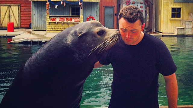 Sam Smith with a seal