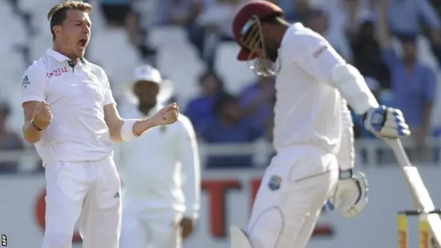 South Africa fast bowler Dale Steyn celebrates against West Indies