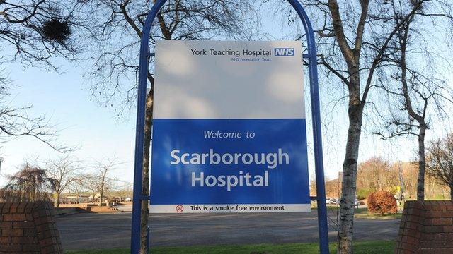 Entrance sign saying 'Welcome to Scarborough Hospital'