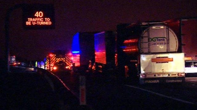 Queuing traffic near the accident scene