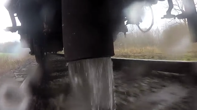 Effluent being discharged from a train