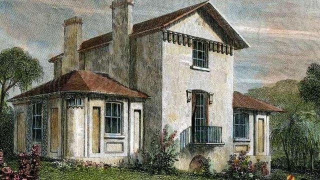 Twickenham Villa of JMW Turner RA engraved by WB Cooke c1814, with later colouring, from an original watercolour by William Havell