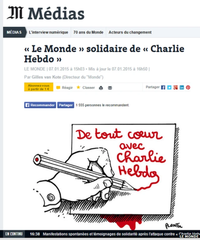 Le Monde cartoon, 7 January 2014