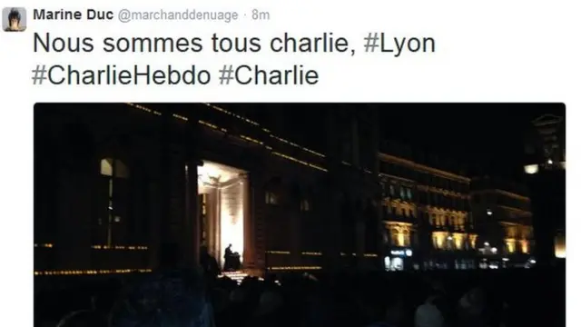 #CharlieHebdo demonstration in Lyon