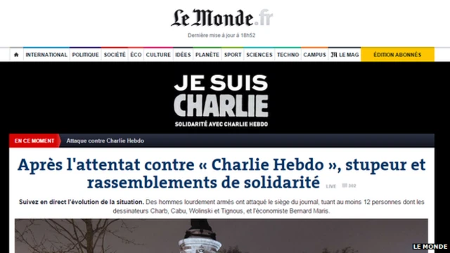 Le Monde website, 7 January 2015