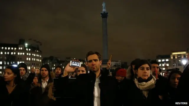 Trafalgar Square, central London, 7 January 2015