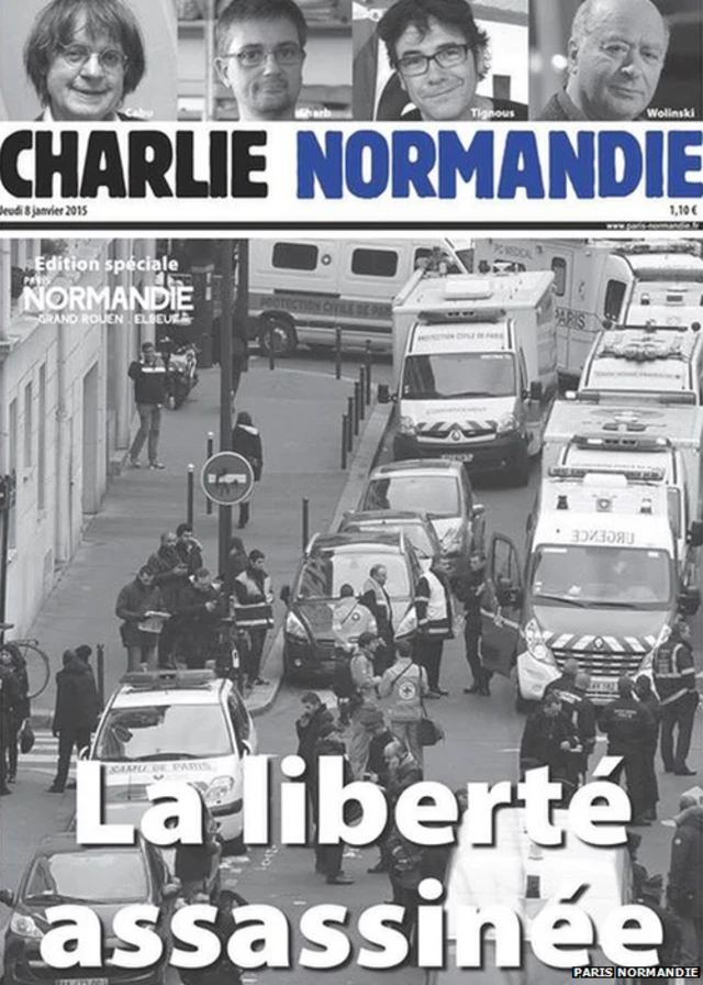 Edition of Paris Normandie following 7 January 2015 terror attacks