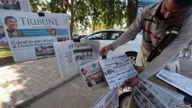 Newspaper vendor in Pakistan