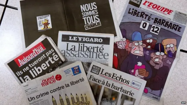 Morning papers in France following the attack on the Charlie Hebdo office