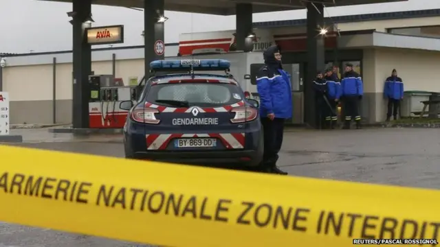 A petrol station reportedly robbed by the two brothers suspected of the Charlie Hebdo murders