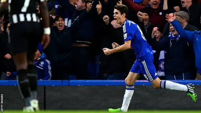 Oscar celebrates for Chelsea