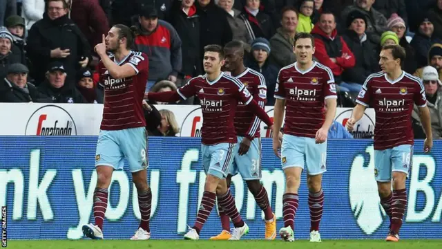 Carroll celebrates for West Ham