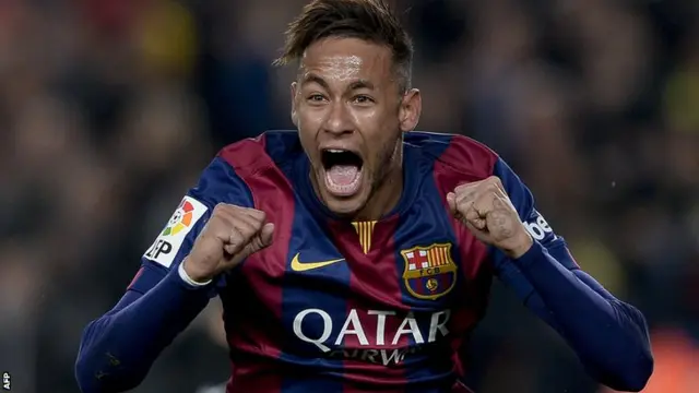 Neymar Jr celebrates for Barcelona