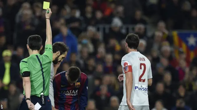 Lionel Messi is booked