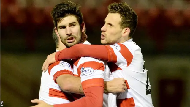 Jesus Garcia Tena celebrates his goal for Accies