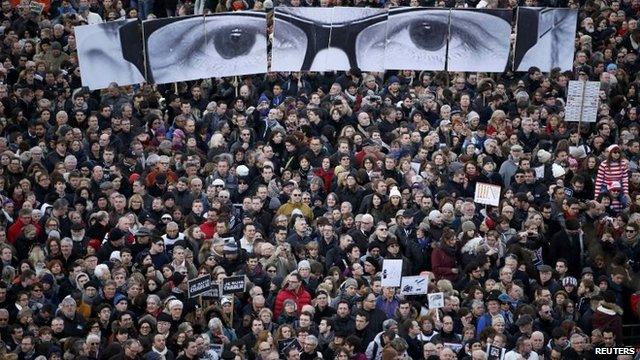 A solidarity march following the Charlie Hebdo attacks