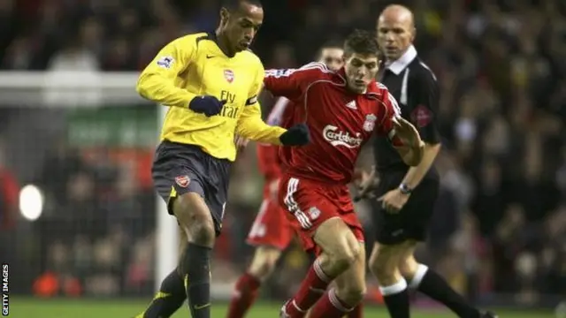 Thierry Henry (left) with Steven Gerrard