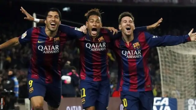 Barcelona's Suarez, Neymar and Messi